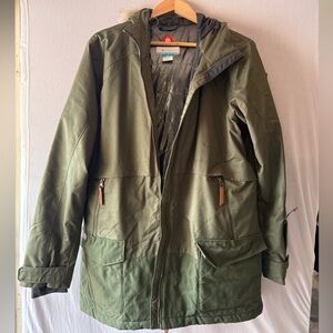 Columbia Green Jacket with Faux Fur Trim XL